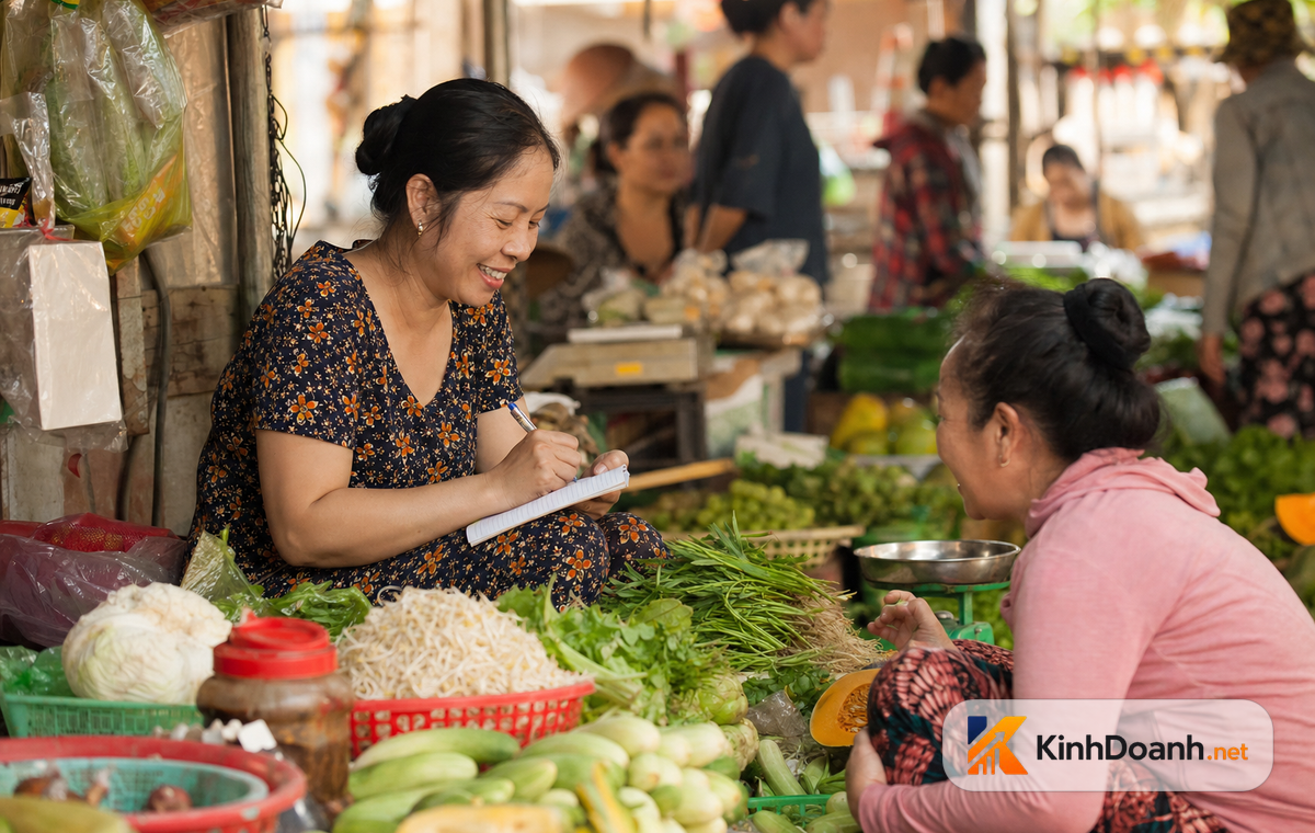 Bà chủ chợ ghi nhớ khách quen và giữ chữ tín trong buôn bán