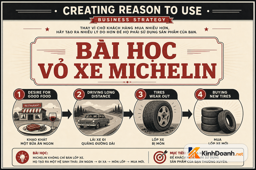 Sơ đồ bí quyết tạo nhu cầu từ Cẩm nang Ẩm thực đến Vỏ xe