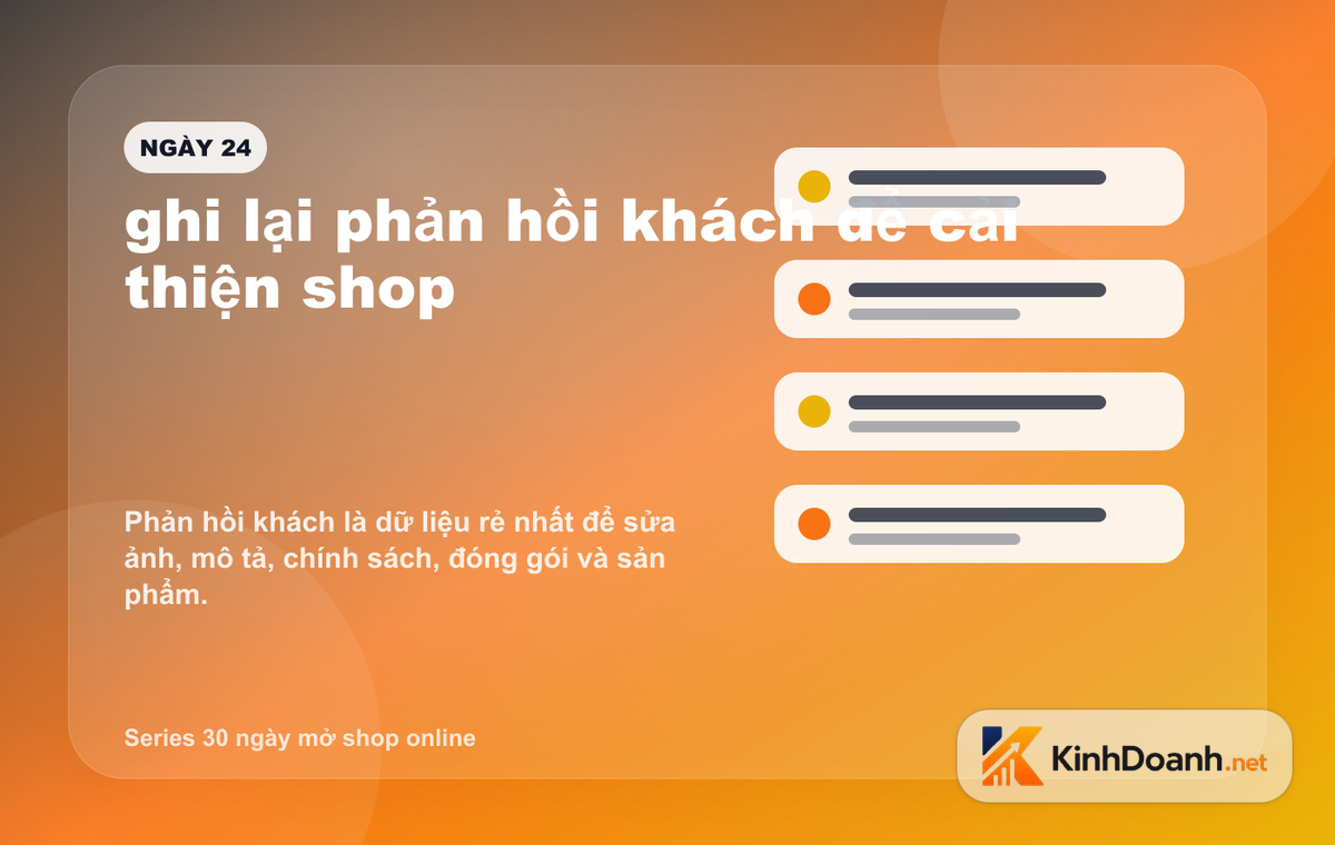 ghi lại phản hồi khách để cải thiện shop cho shop online mới mở