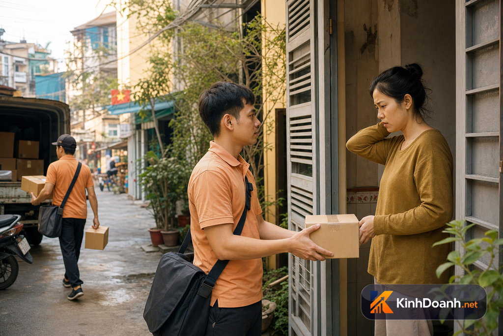 Shipper COD và kiện hàng bị hoàn về kho của shop nhỏ