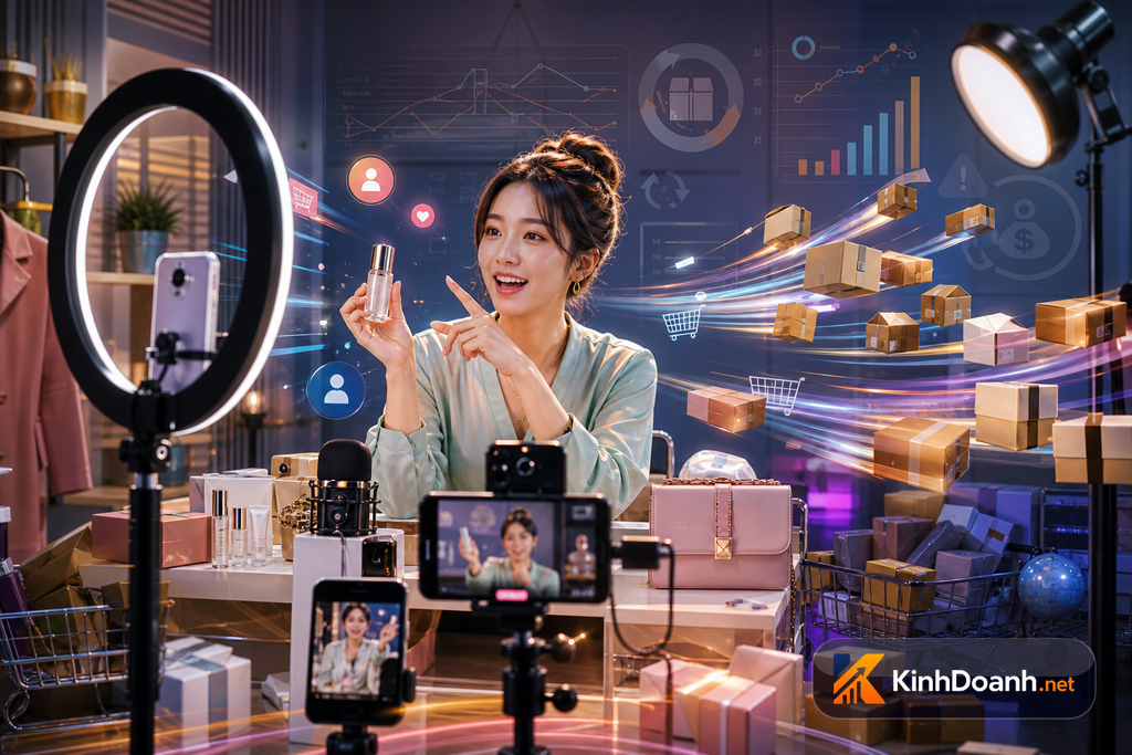 Livestream deal kéo đơn nhanh nhưng phía sau có biểu tượng tỷ lệ hoàn và phí ẩn
