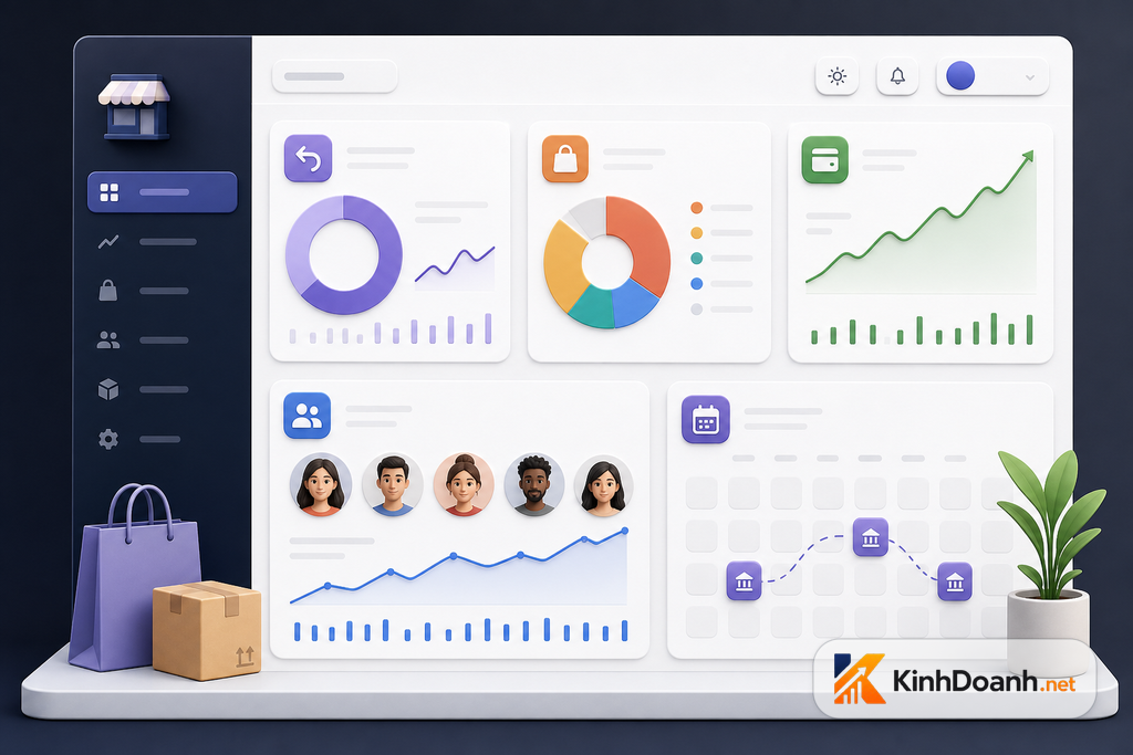 Dashboard tuần của shop nhỏ theo dõi tỷ lệ hoàn, lý do hoàn, lợi nhuận sau phí và khách mua lại