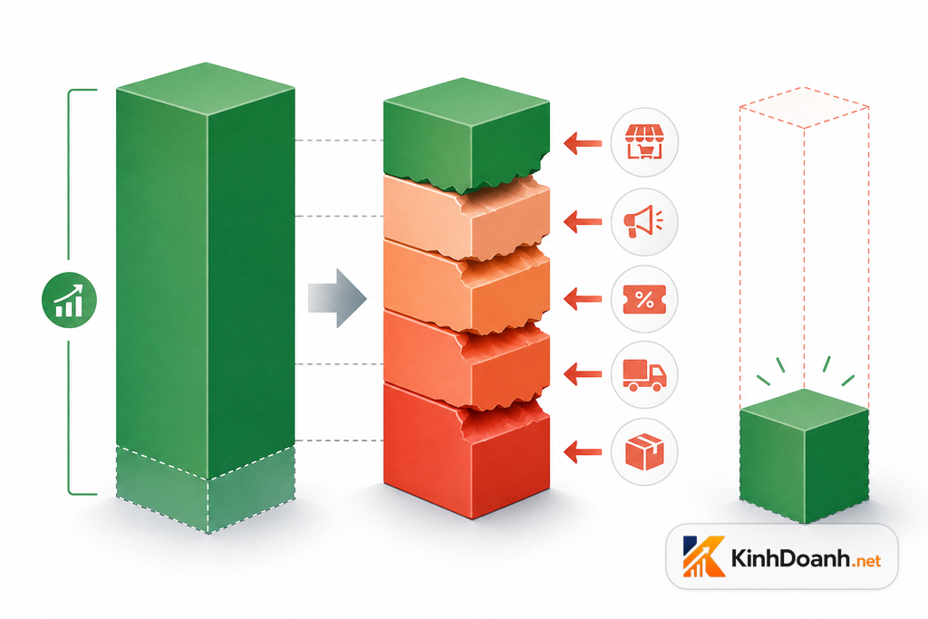 Biên gộp bị bào bởi phí sàn ads voucher freeship và bao bì không chữ