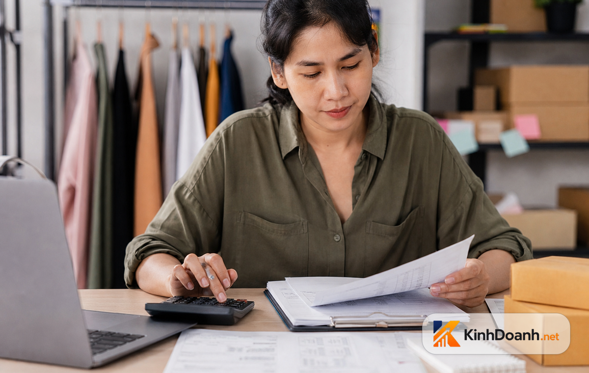 Chủ shop nhỏ kiểm tra dòng tiền và chính sách mua trước trả sau trước khi bật thanh toán cho khách