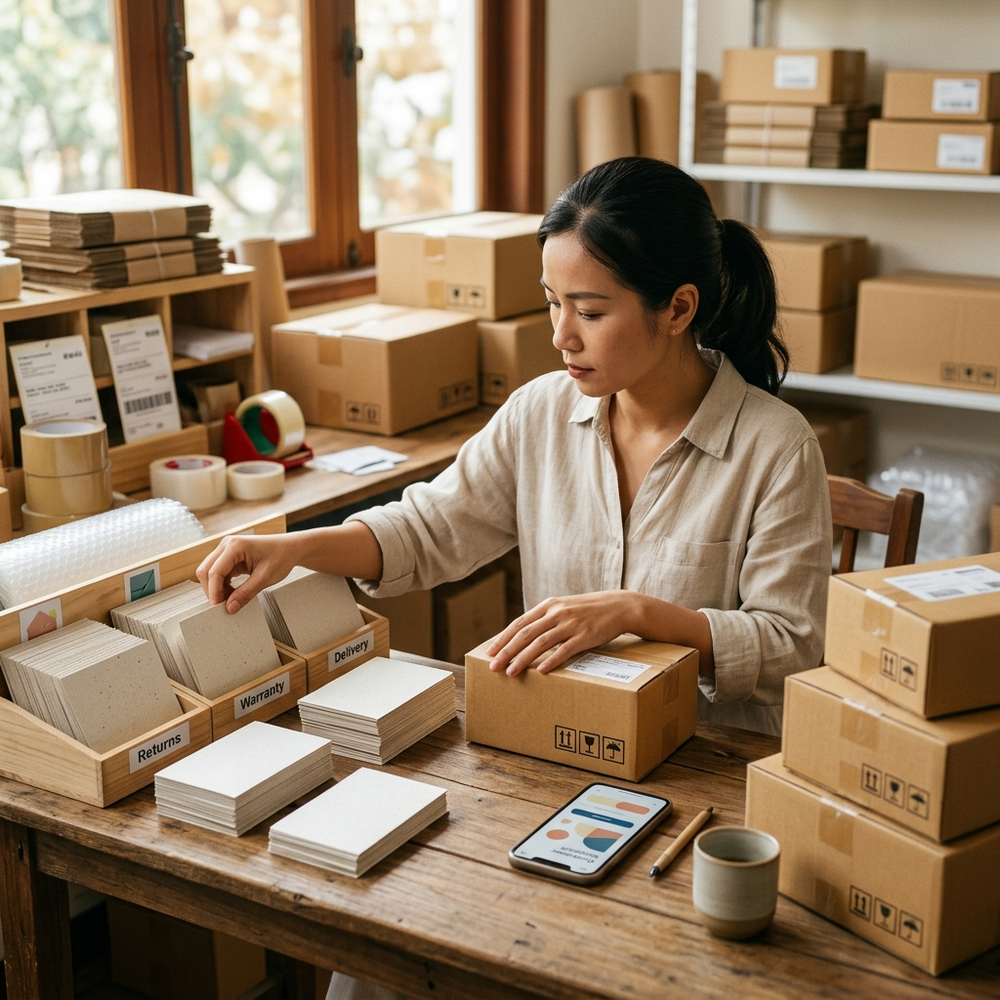 Chủ shop nhỏ chuẩn bị chính sách đổi trả bảo hành giao hàng trước khi nhận đơn