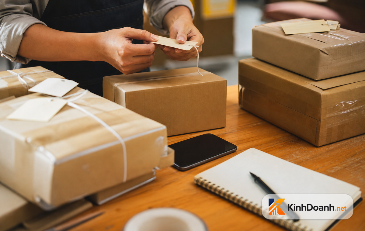 Chủ shop nhắn tin cập nhật tiến độ giao hàng cho khách trên điện thoại