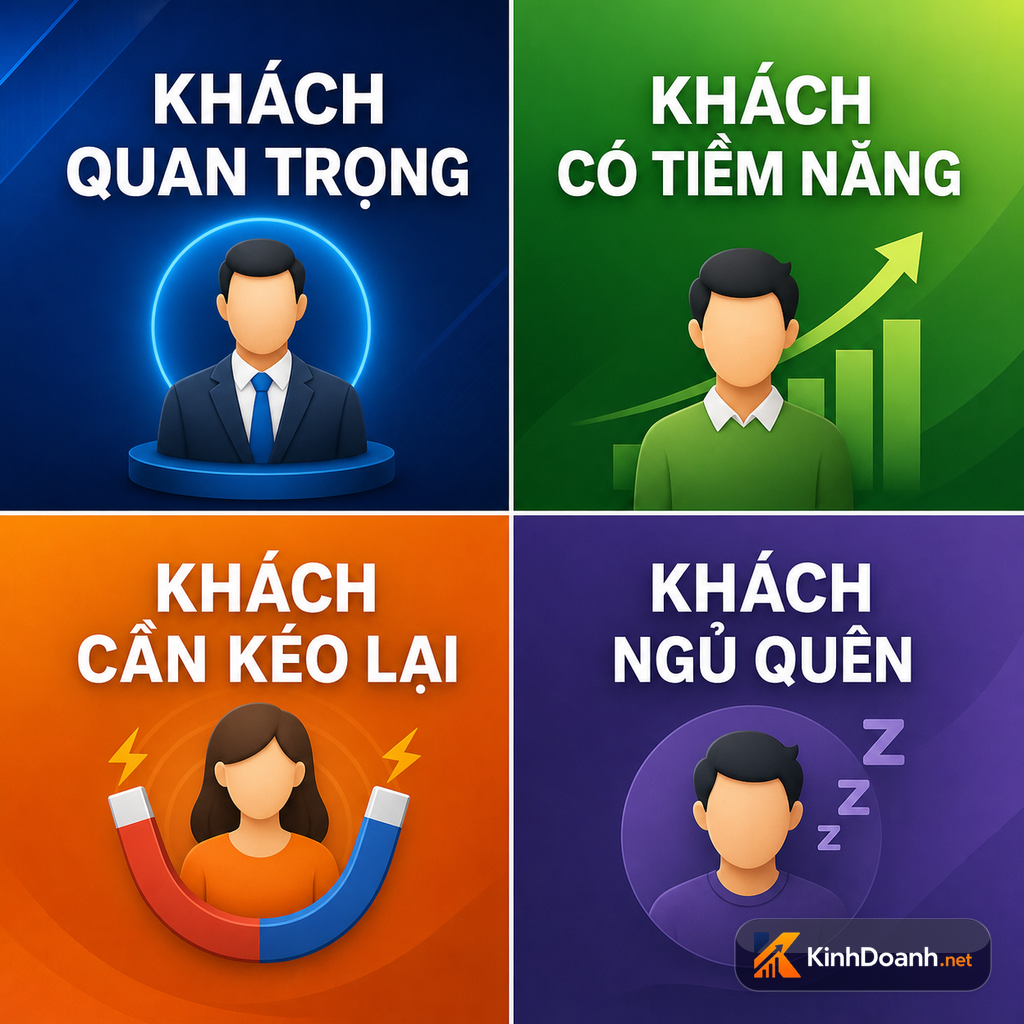 Infographic bốn nhóm khách theo RFM