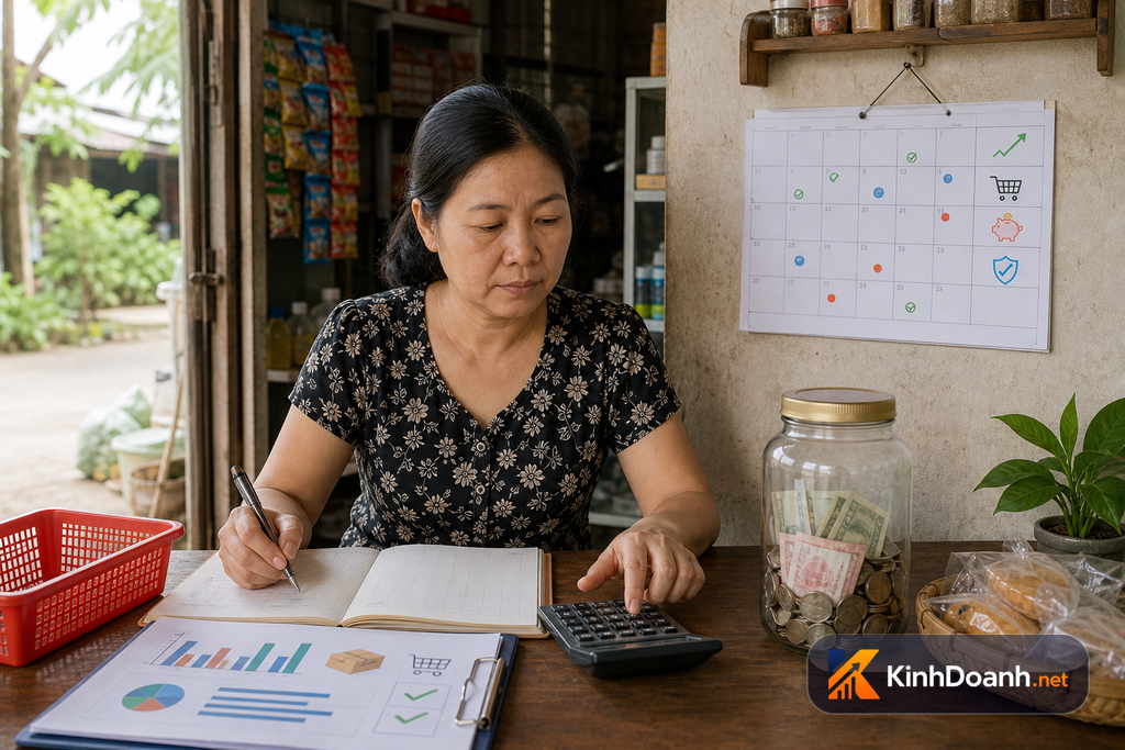 Chủ shop sắp xếp lịch thu chi quỹ dự phòng và kế hoạch nhập hàng