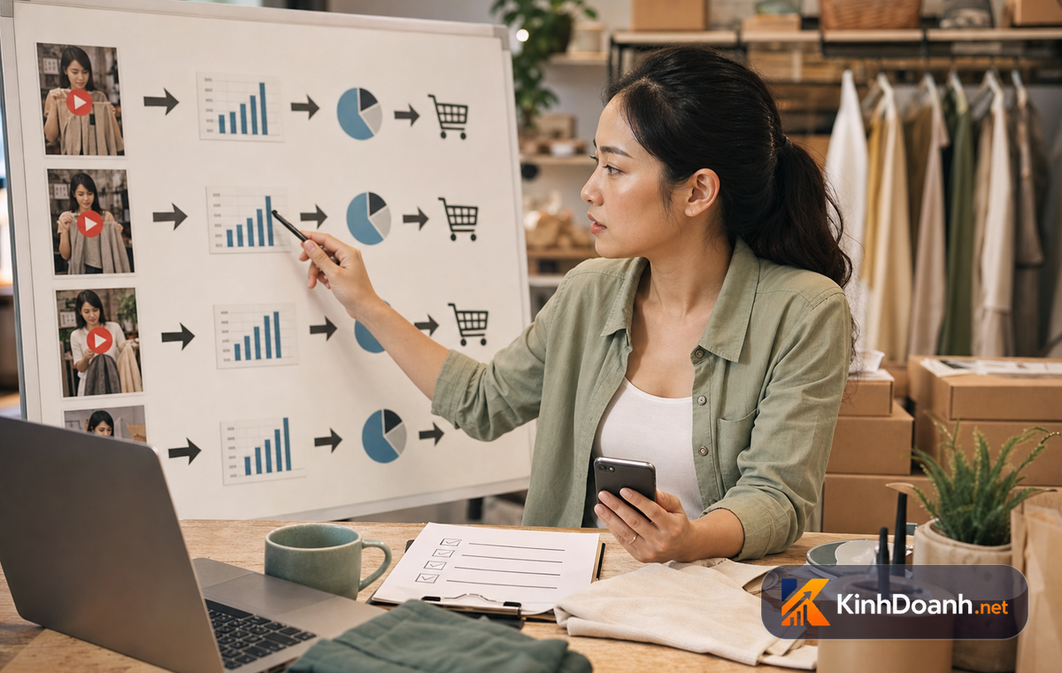 Chủ shop nhỏ đo hiệu quả video ngắn từ lượt xem tới đơn hàng thật trên bảng theo dõi content-to-commerce