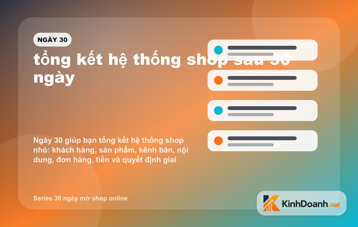 tổng kết hệ thống shop sau 30 ngày cho shop online mới mở