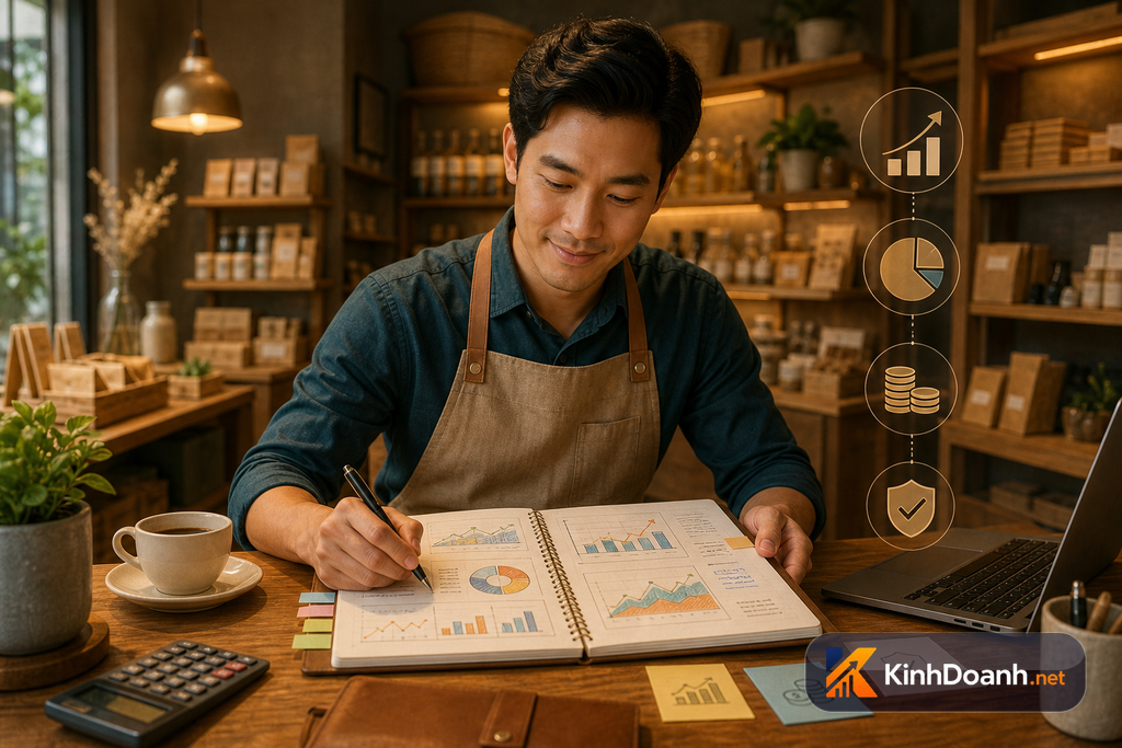 Chủ shop theo dõi điểm hòa vốn tuần tháng và biên độ an toàn không chữ