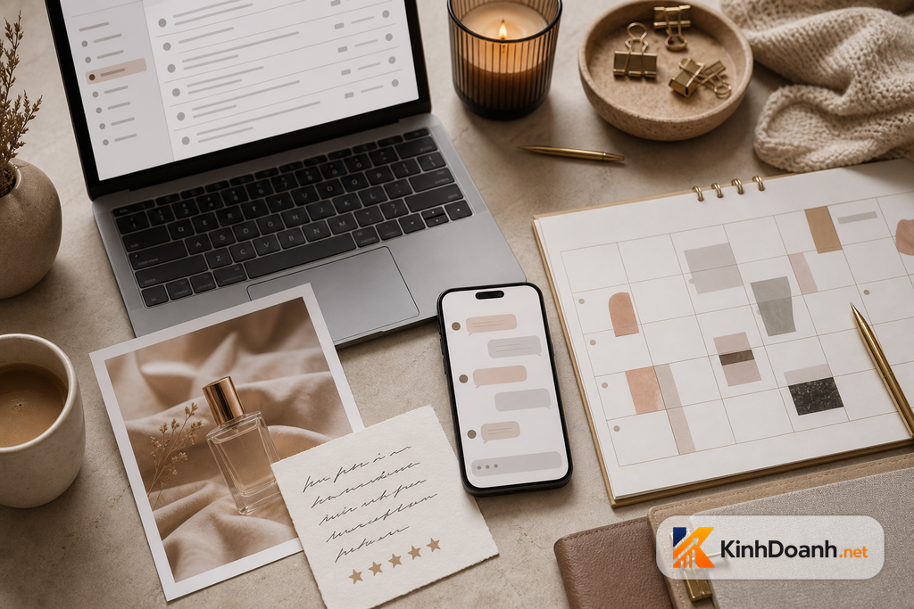 Shop tạo ý tưởng content từ inbox feedback ảnh thật và lịch đăng bài