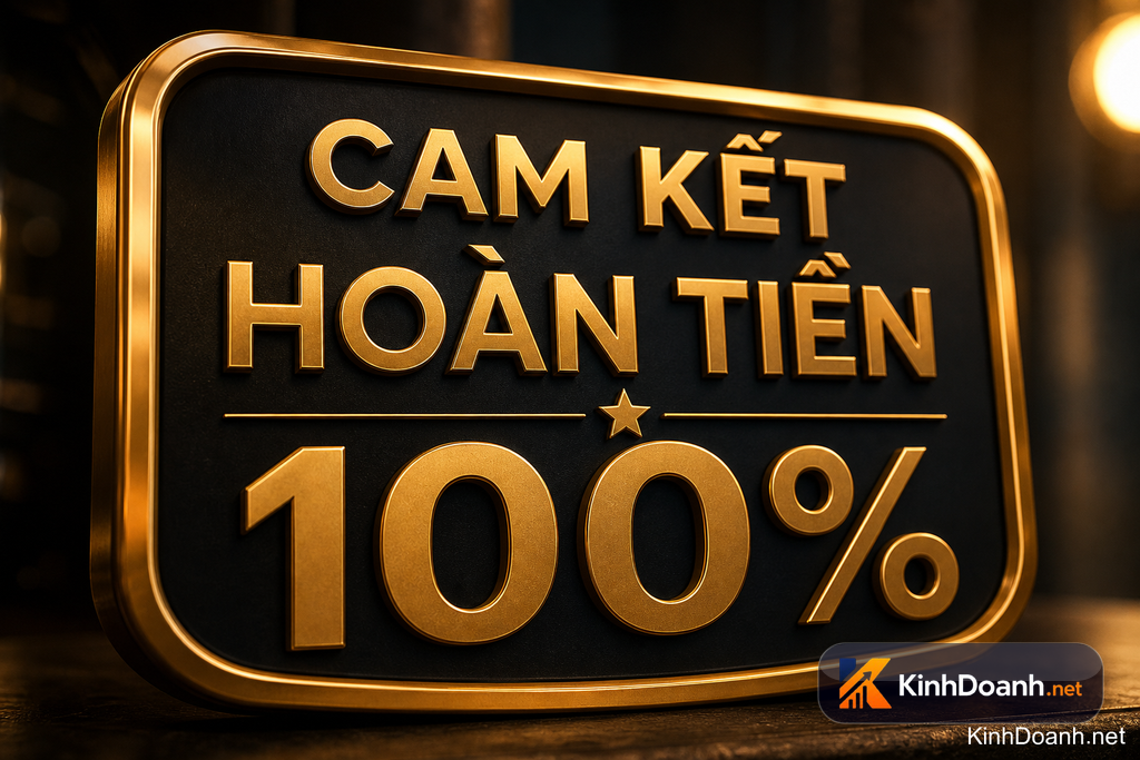 Bảng hiệu cam kết hoàn tiền 100% cực gắt