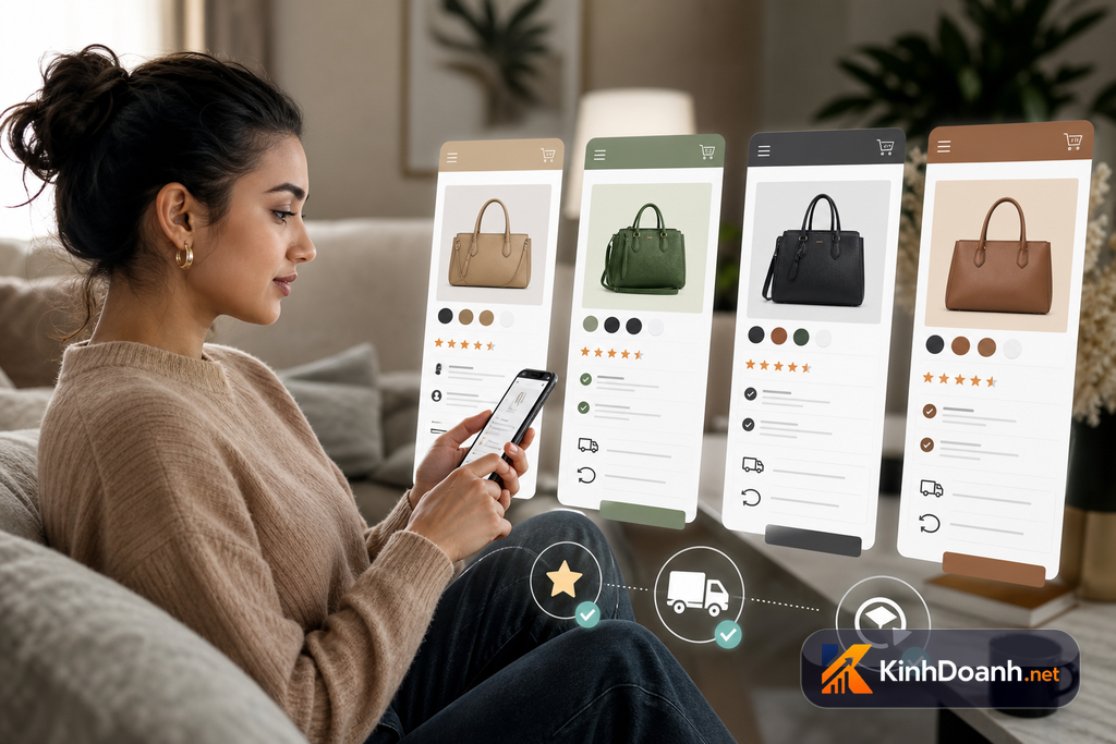 Khách so giá và đọc review trước khi chốt đơn