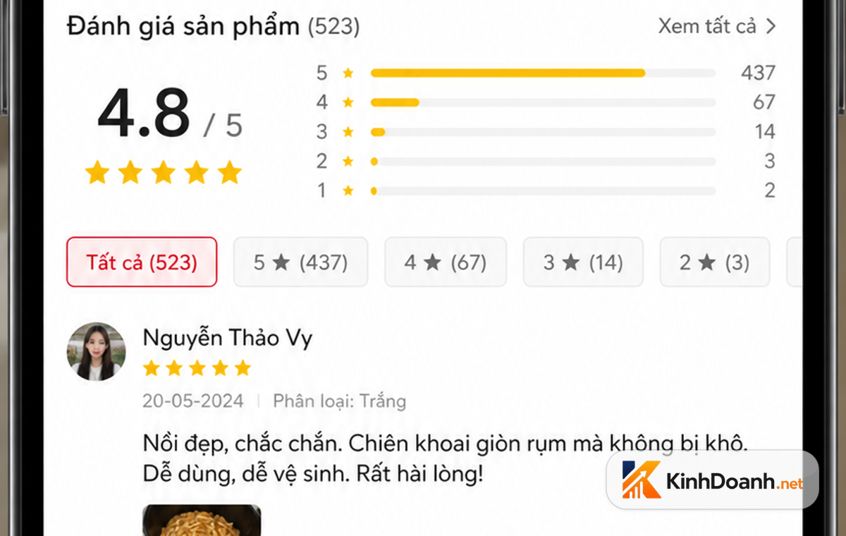 Review 4.8 sao thường đáng tin hơn review 5 sao tròn trĩnh