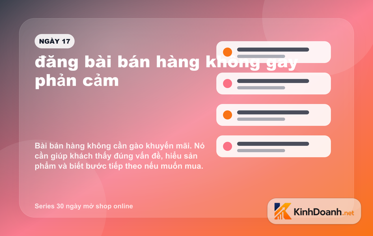 Khung viết bài bán hàng mềm cho shop online mới mở