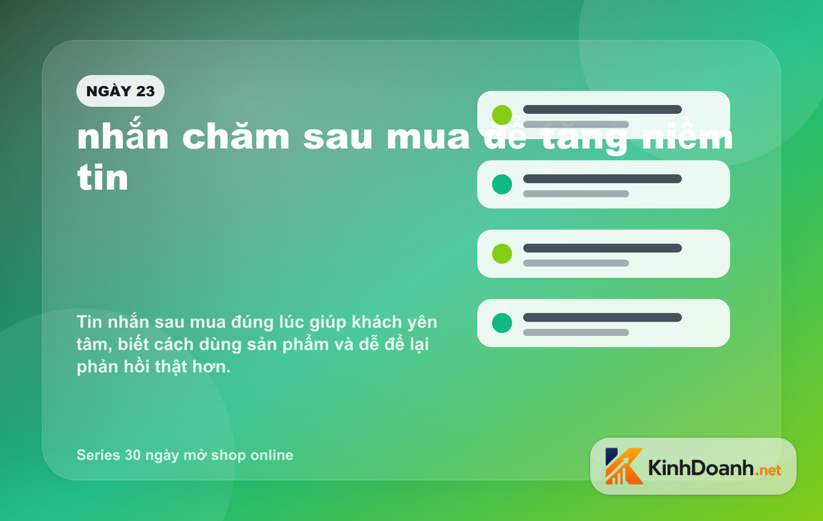 nhắn chăm sau mua để tăng niềm tin cho shop online mới mở