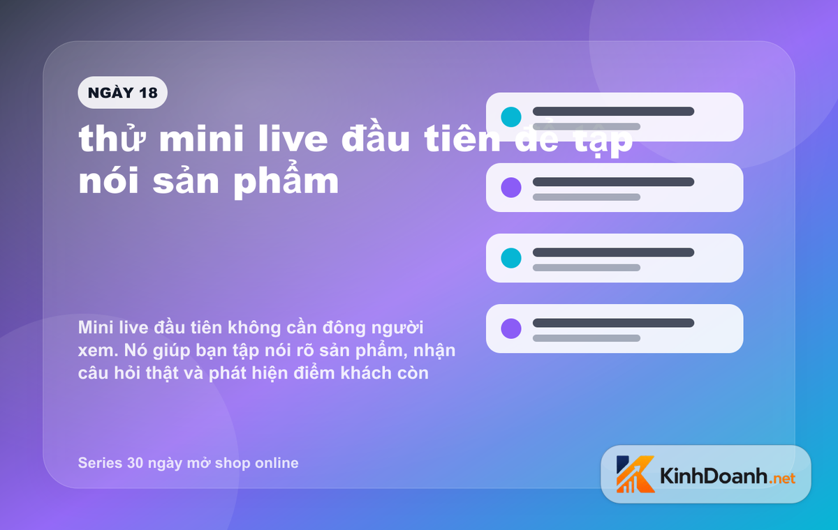 Kịch bản mini live đầu tiên cho shop online mới