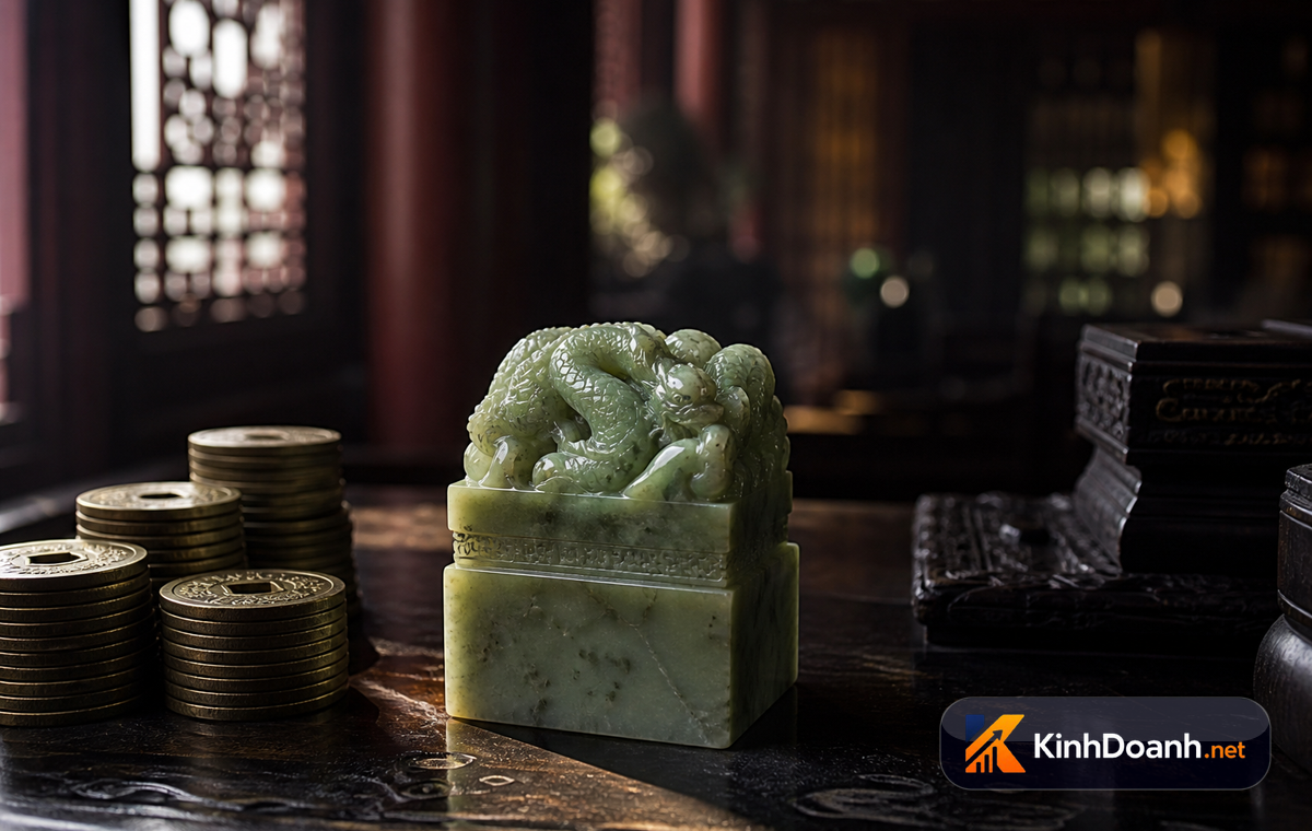 Cung điện và kho báu vật thời cổ đại với ngọc ngà, tượng trưng cho đầu tư giá trị và quyền lực