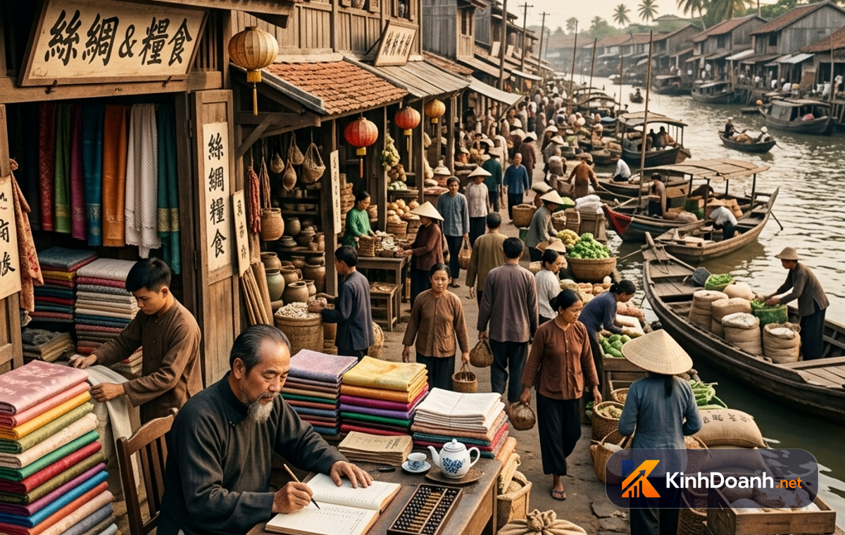 Phố chợ Gia Định xưa với thương nhân Minh Hương, sổ sách và ghe hàng bên bến