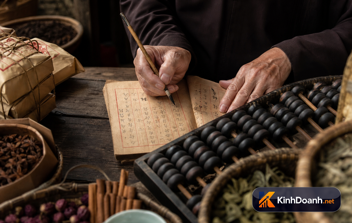 Xưởng sản xuất sơn thời đầu thế kỷ 20 với thùng sơn và dụng cụ pha chế