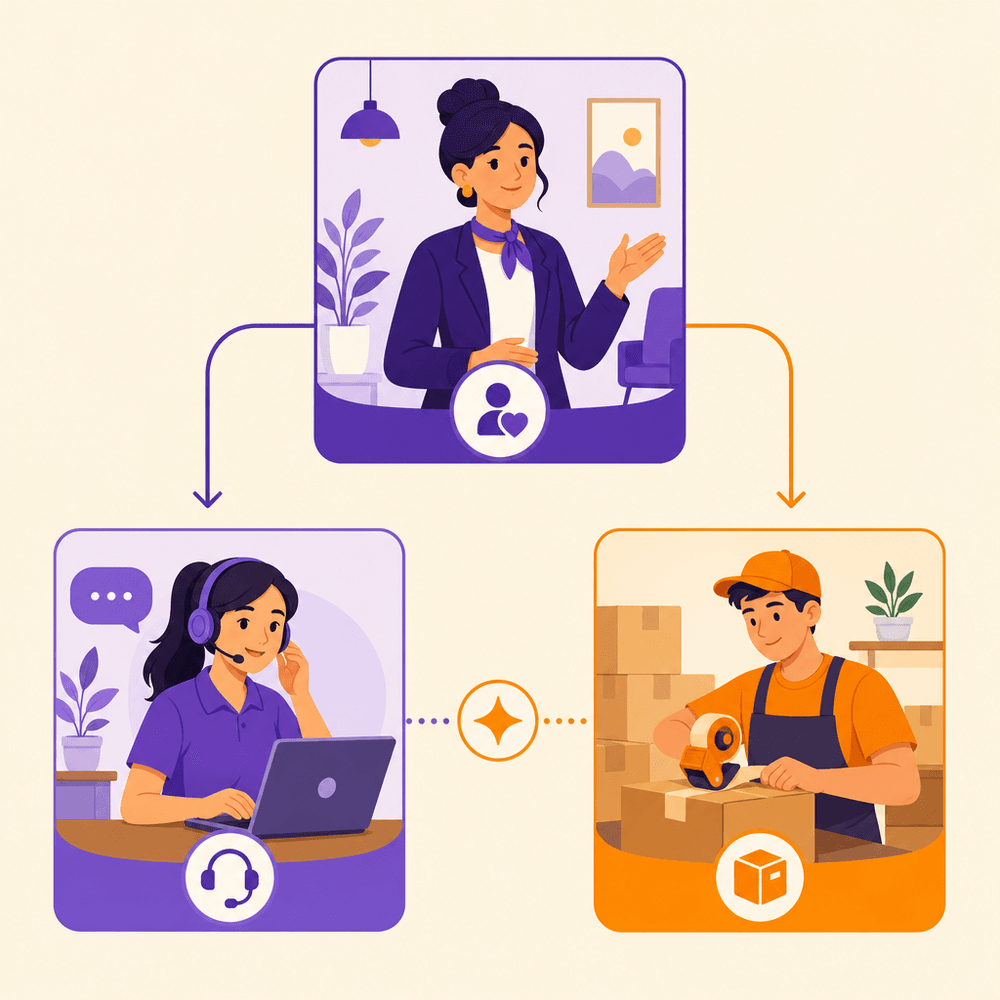 Phân vai đội ngũ trong buổi livestream