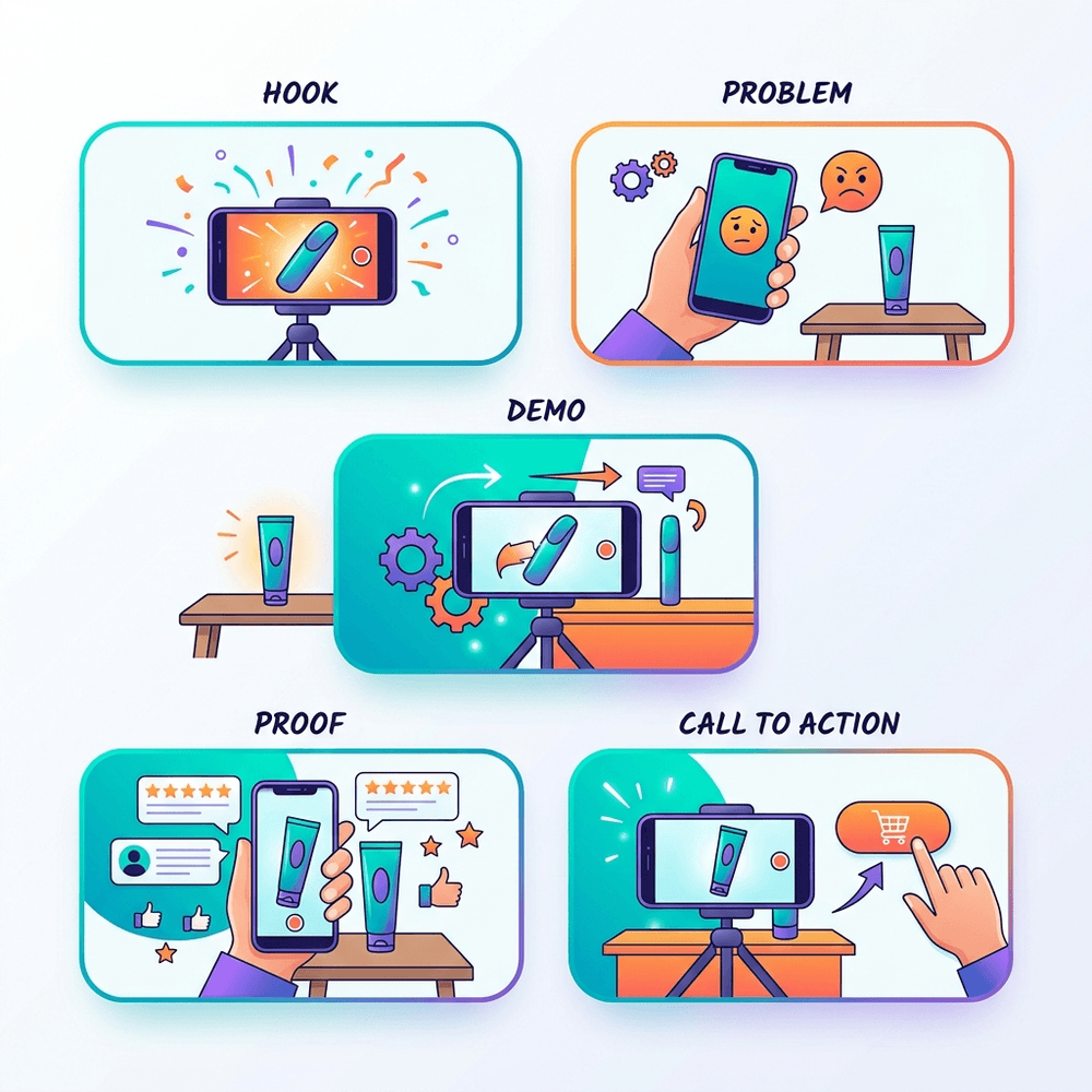 Storyboard 5 khung cho video ngắn bán hàng 30 giây