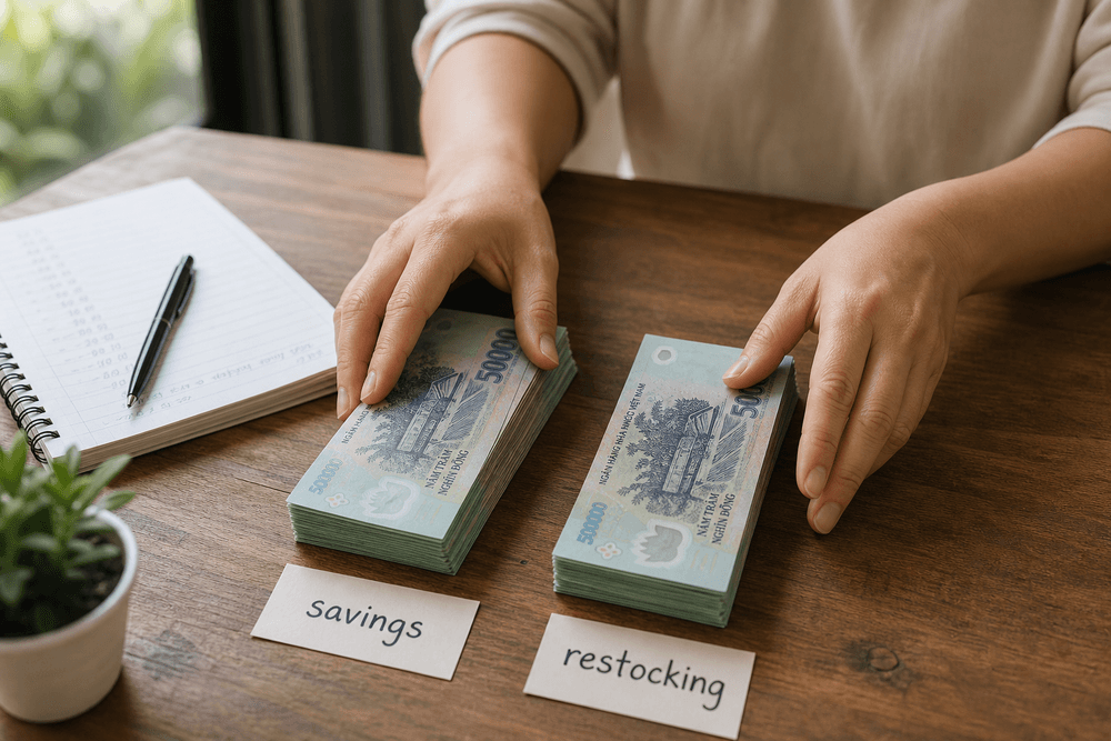 Tách một phần lợi nhuận để riêng trước khi dùng tiền nhập hàng mới