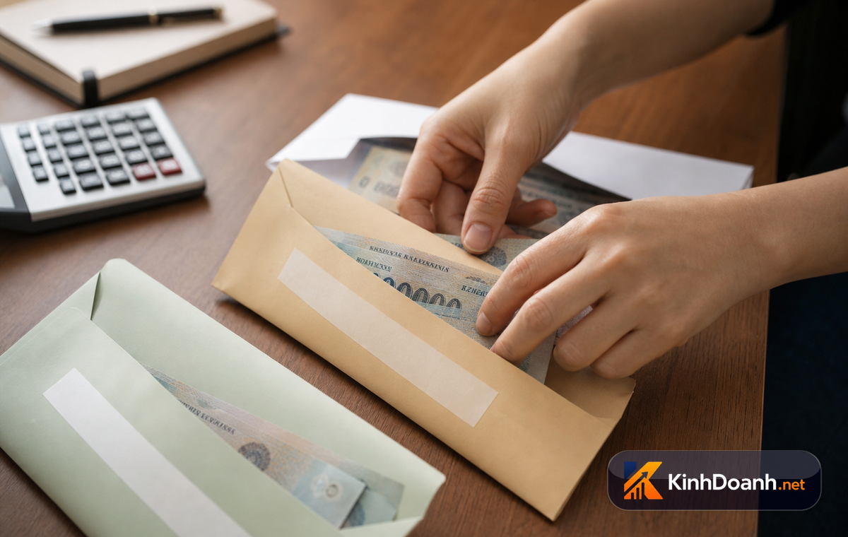 Người bán hàng online phân chia tiền vào các phong bì và tài khoản khác nhau theo mục đích
