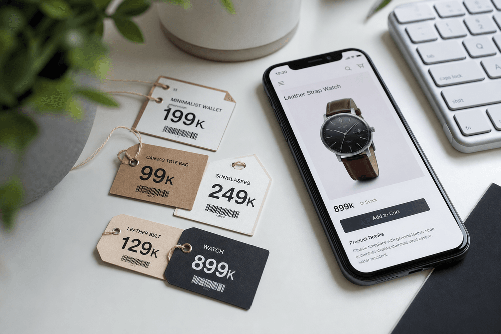 Bảng giá sản phẩm với các mức giá kết thúc bằng số 9 trên gian hàng online