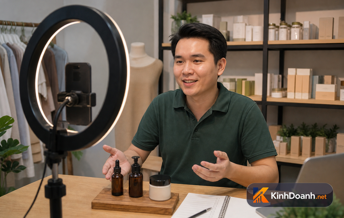 Livestream bán hàng dùng sản phẩm nhỏ và câu hỏi nhẹ để khách mới dễ tham gia