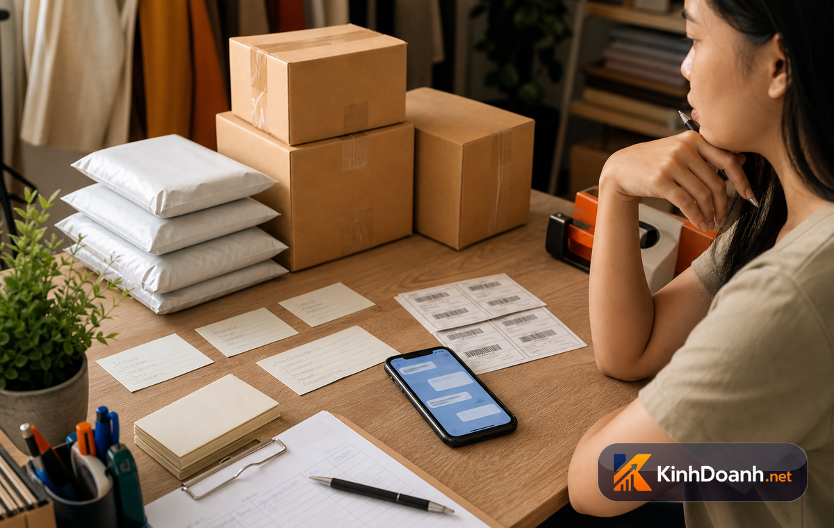Chủ shop nhỏ phân chia việc đóng gói inbox và nhập liệu trước khi thuê người