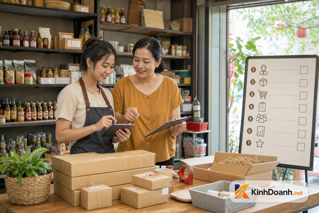 Nhân viên mới dùng checklist 7 ngày đầu và được chủ shop kiểm việc nhẹ nhàng