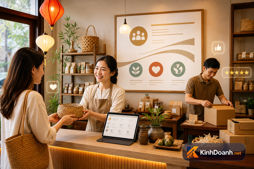 Shop nhỏ hiện đại áp dụng Sanpo-yoshi