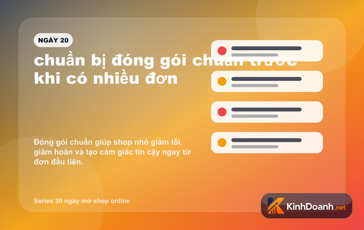 chuẩn bị đóng gói chuẩn trước khi có nhiều đơn cho shop online mới mở