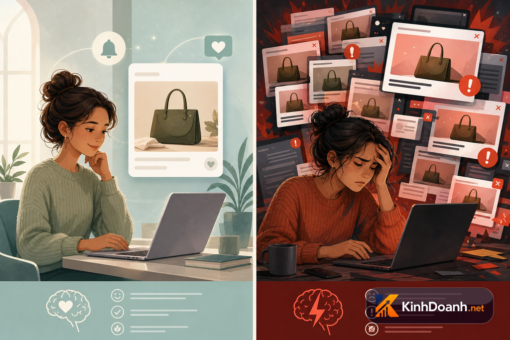 Lặp lại quá tay có thể làm khách mệt và né quảng cáo
