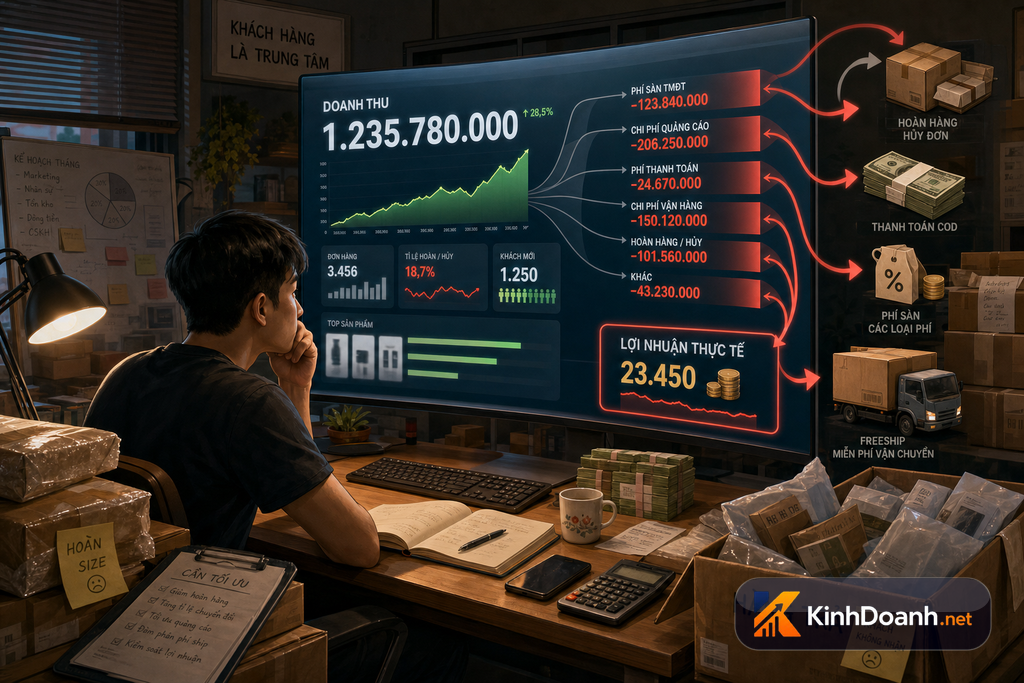 Bẫy hoàn hàng 2026: Shop nhỏ bán càng nhiều càng dễ hụt tiền nếu không tính đủ COD, phí sàn và freeship